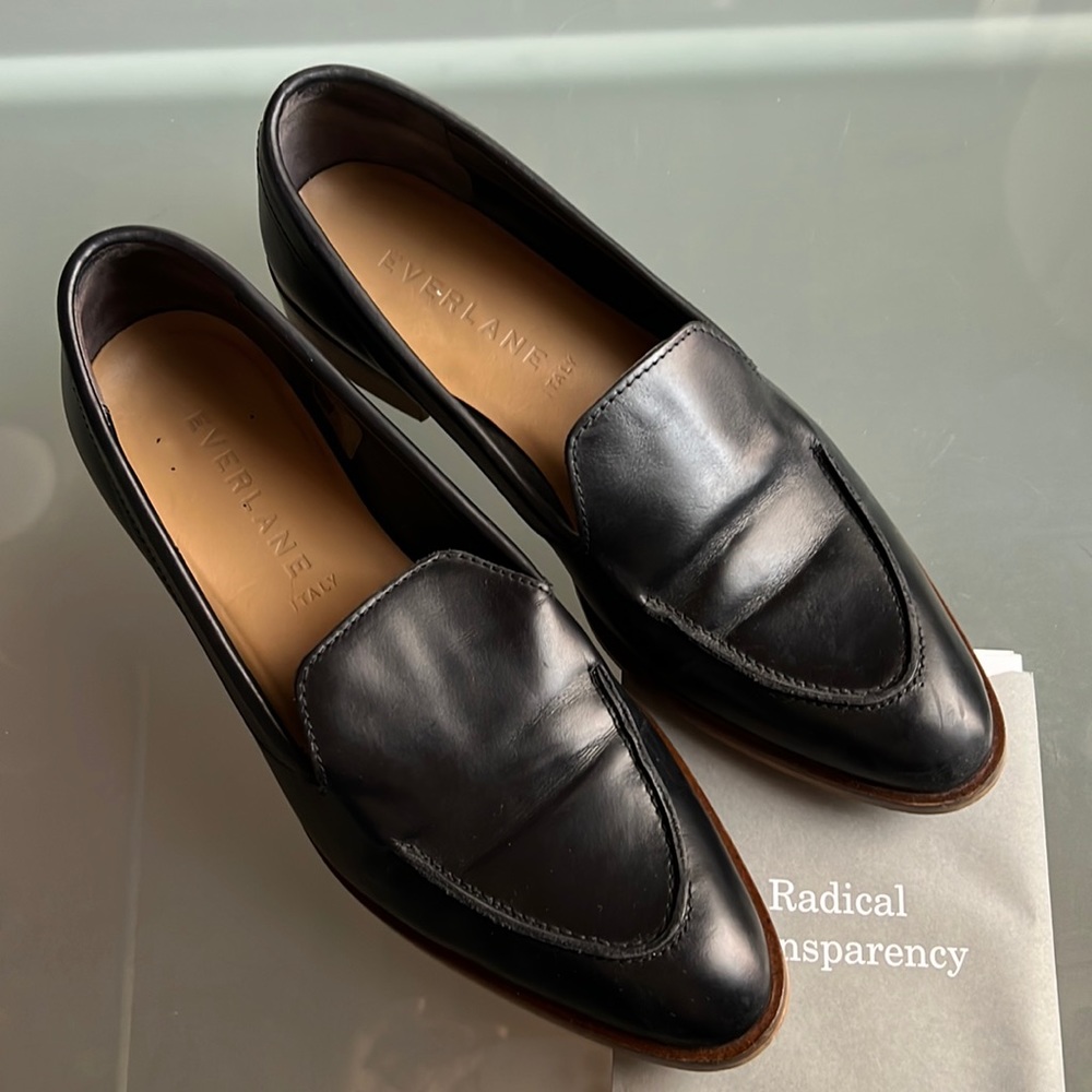 Everlane Italian Classic Black Loafers Sz 8